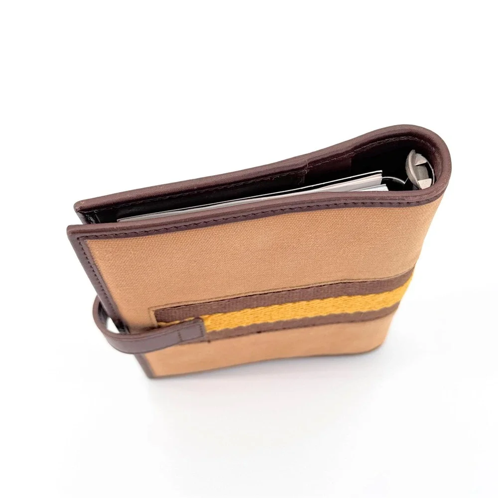 Gucci Tom Ford Era 2002 Pocket Planner Tan Canvas Web Stripe Piston Lock